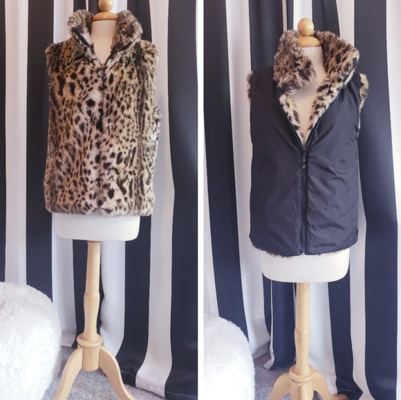 Reversible Leopard and Black Vest Jacket - Picture 8 of 8